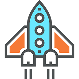 An icon illustration depicting a rocket ship.
