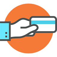 An illustration of a hand holding a credit card.